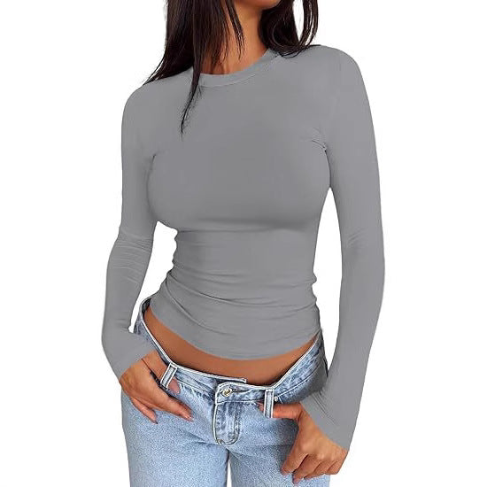 Womens Solid Color Long Sleeve Shirts