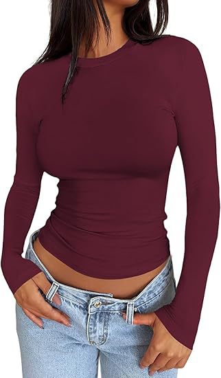 Womens Solid Color Long Sleeve Shirts
